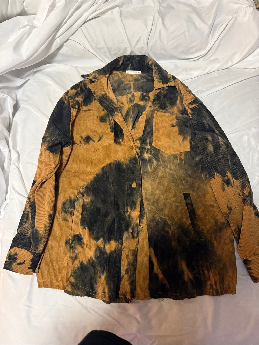 12th Tribe Rust and Black Tie-Dye Corduroy Button-Down Shirt
